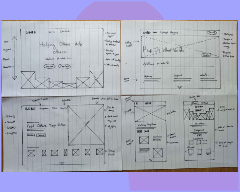 4 of the wireframes I created for the prototypes